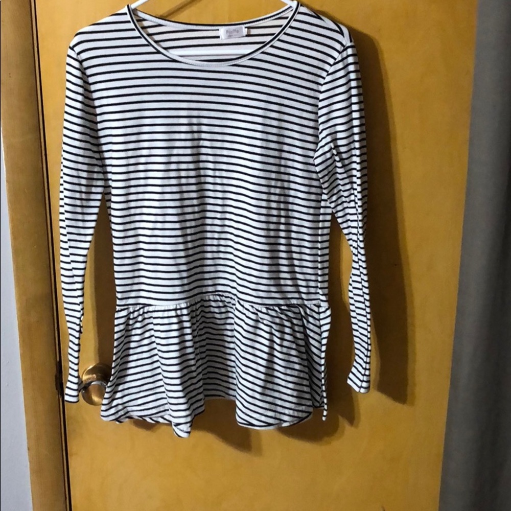 Striped peplum long sleeve
